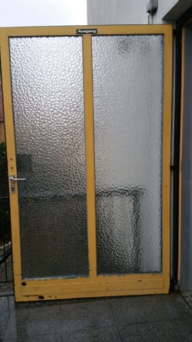 Eisentüre mit einfachverglaster Scheibe - Ausführung Ornadrahtglas - erneuer